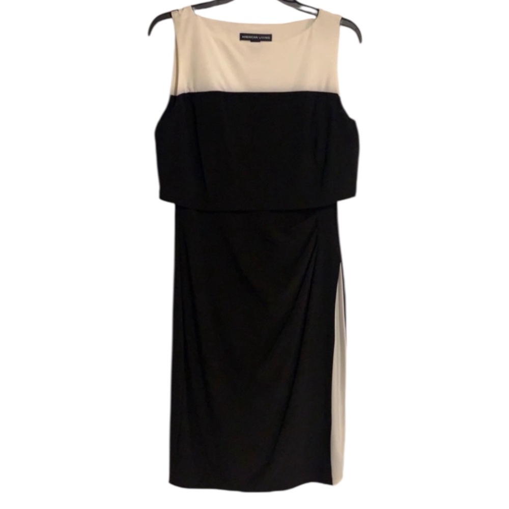 American Living Sleeveless Black & White Dress Easy Care Women’s Size 8